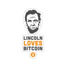 Load image into Gallery viewer, Lincoln Loves Bitcoin - Sticker